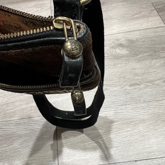 Juicy Couture Vintage Y2K Brown Suede & Leather Trim Crossbody Bag Crown Logo - Picture 9 of 9